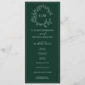 Programme Mariage de monogramme vert émeraude moderne (Devant)