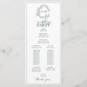 Programme Mariage de monogramme vert émeraude moderne (Dos)