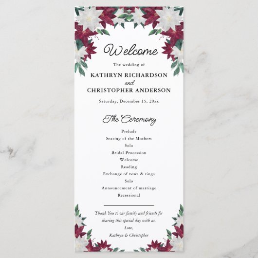 Programme Mariage de Noël de la Bourgogne et de la Poinsetti (Devant)