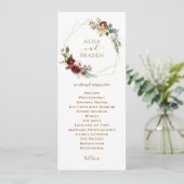 Programme Mariage de Noël d'hiver Bourgogne Aquarelle Boho (Debout devant)