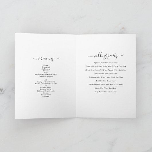 Programme Mariage de palmiers tropicaux Ordre de service (Intérieur)