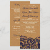 Programme Mariage de papier de la marine dentelle et kraft (Devant / Derrière)