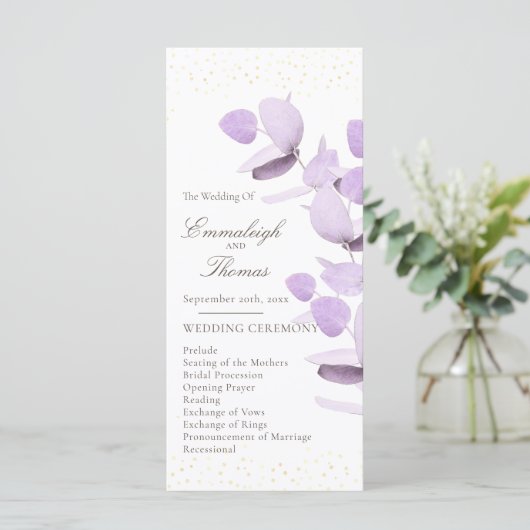 Programme Mariage de Parties scintillant classique Lavender  (Debout devant)