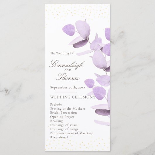 Programme Mariage de Parties scintillant classique Lavender  (Devant)