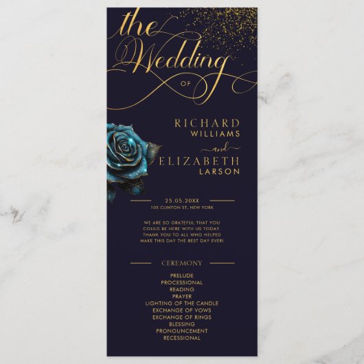 Programme Mariage de Parties scintillant Rose gothique foncé (Devant)