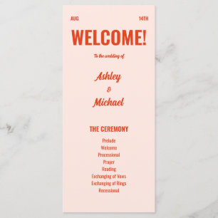 Programme Mariage de pêche rétro brillant et coloré