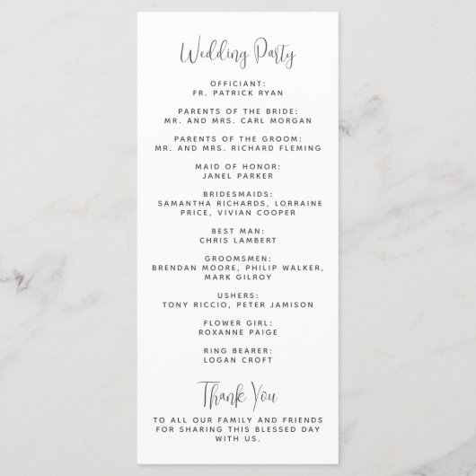 Programme Mariage de pin vert hiver (Dos)