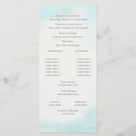 Programme Mariage de plage au ruban étoile de mer (Dos)