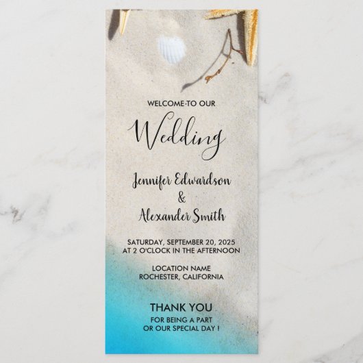 Programme Mariage de plage de sable tropical océanique (Devant)