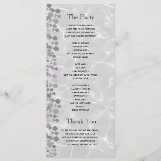 Programme Mariage de script de calligraphie simple (Dos)