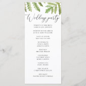 Programme Mariage de script de verdure de forêt à l'aquarell (Dos)