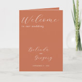 Programme Mariage de script élégant en terre cuite Commande  (Devant)