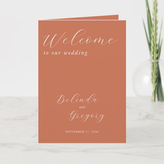 Programme Mariage de script élégant en terre cuite Commande  (Devant)