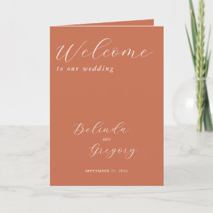 Programme Mariage de script élégant en terre cuite Commande