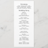 Programme Mariage de script minimal noir blanc élégant (Dos)