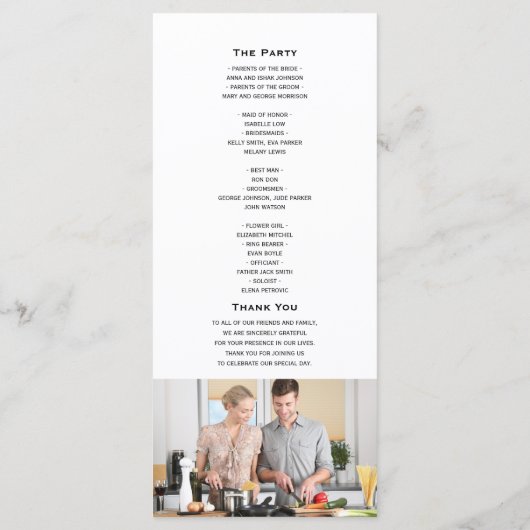 Programme Mariage de script moderne minimal (Dos)