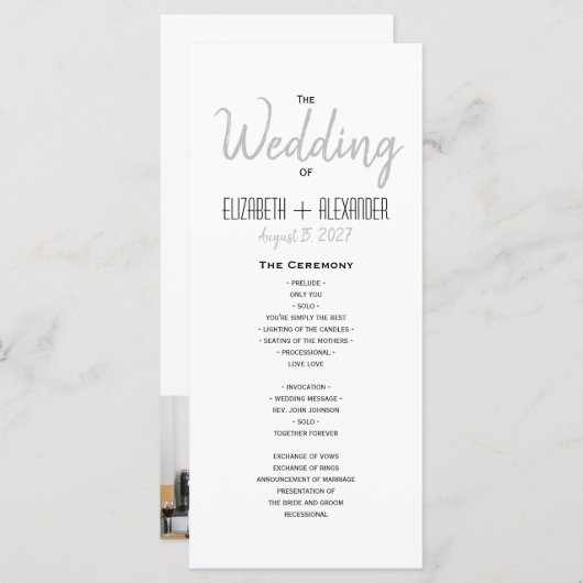 Programme Mariage de script moderne minimal (Devant / Derrière)