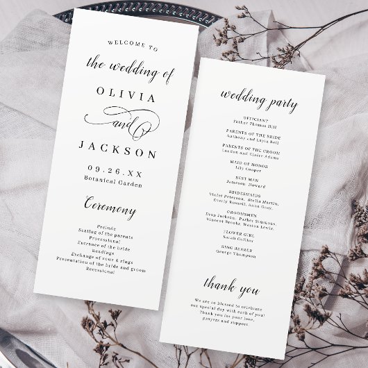 Programme Mariage de script romantique simple