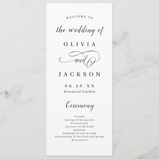 Programme Mariage de script romantique simple (Devant)