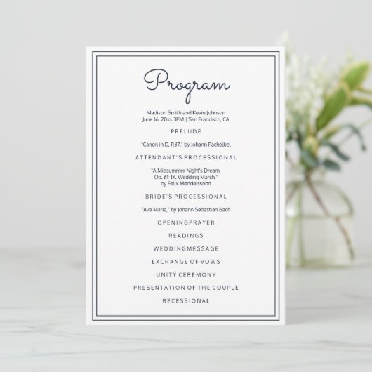 Programme Mariage de script simple minimaliste (Debout devant)