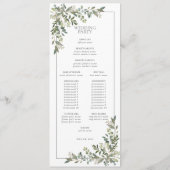 Programme Mariage de script vert Eucalyptus Botanical Sage (Dos)