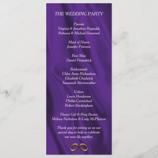 Programme Mariage de soie violette (Dos)