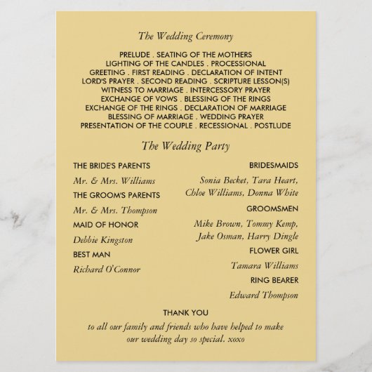 Programme Mariage de style géométrique à feuille d'or (Dos)