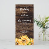 Programme Mariage de thème de tournesol jaune rustique (Debout devant)