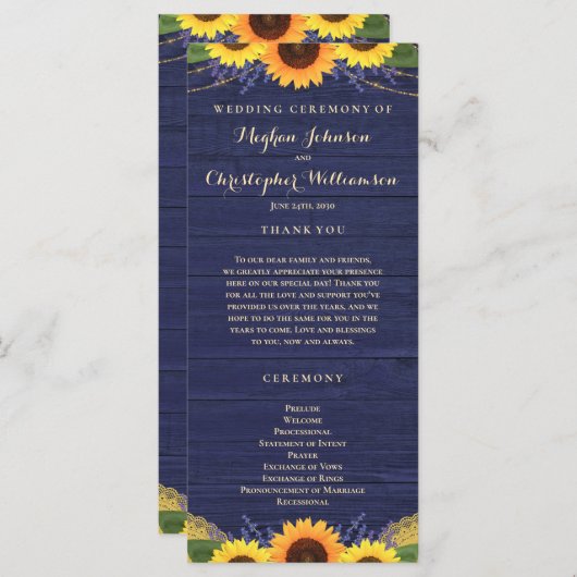 Programme Mariage de tournesol de la Marine (Devant / Derrière)