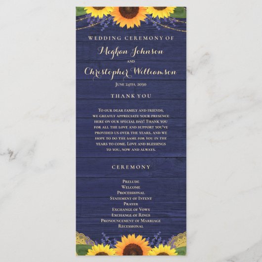 Programme Mariage de tournesol de la Marine (Devant)