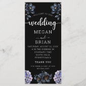 Programme Mariage de typographie classique à fleurs noires e (Devant)