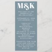 Programme Mariage de typographie moderne Dusty Blue Bold (Devant)