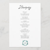 Programme Mariage de verdure turquoise Lettre de bienvenue & (Dos)