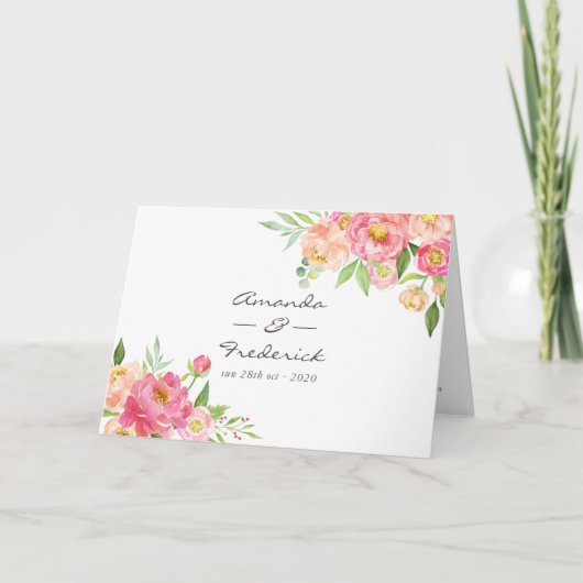 Programme Mariage des pivoines aquarelles (Devant)