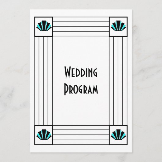 Programme Mariage design Art déco bleu (Devant)