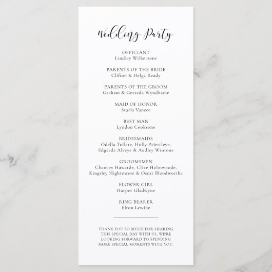 Programme Mariage design élégant (Dos)