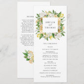 Programme Mariage d'été aux citrons et fleurs à l'aquarelle (Devant / Derrière)