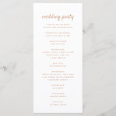 Programme Mariage d'été Moderne Feuille de Palmier Beige (Dos)