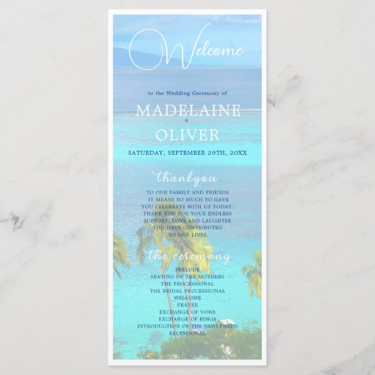 Programme Mariage d'été Tropical Beach Blue (Devant)