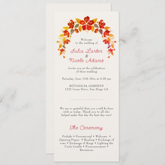 Programme Mariage d'hibiscus tropicaux d'Orange brulé (Devant / Derrière)