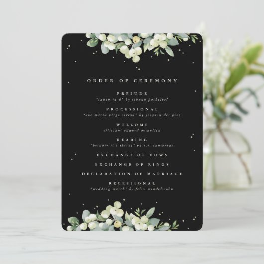 Programme Mariage d'hiver Elégant Black Snowberry+Eucalyptus (Debout devant)
