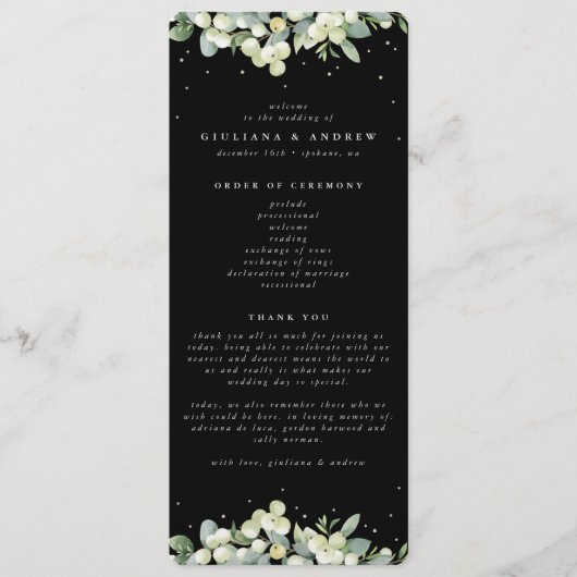 Programme Mariage d'hiver Elégant Black Snowberry+Eucalyptus (Devant)