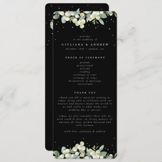 Programme Mariage d'hiver Elégant Black Snowberry+Eucalyptus (Devant / Derrière)