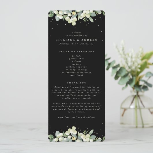 Programme Mariage d'hiver Elégant Black Snowberry+Eucalyptus (Debout devant)