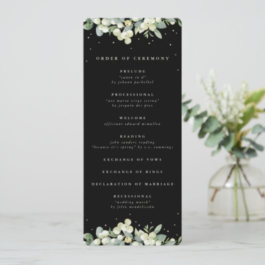 Programme Mariage d'hiver Elégant Black Snowberry+Eucalyptus (Debout devant)