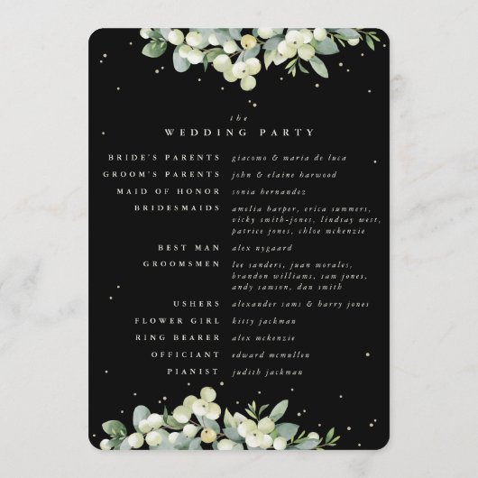Programme Mariage d'hiver Elégant Black Snowberry+Eucalyptus (Dos)