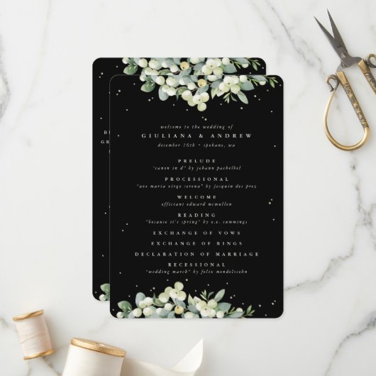 Programme Mariage d'hiver Elégant Black Snowberry+Eucalyptus (Devant/Arrière en situation)