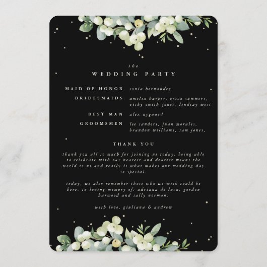 Programme Mariage d'hiver Elégant Black Snowberry+Eucalyptus (Dos)