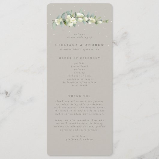 Programme Mariage d'hiver Greige Snowberry+Eucalyptus (Devant)