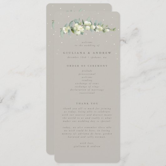 Programme Mariage d'hiver Greige Snowberry+Eucalyptus (Devant / Derrière)